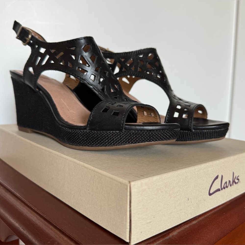 Clarks Cutout Wedge Sandals